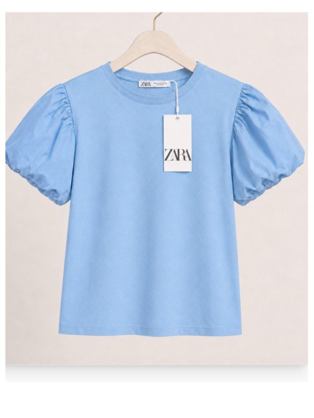 Zara Puff-Sleeve Top –  Balloon Sleeve - 100% Cotton - Size L / NWT 💙✨
